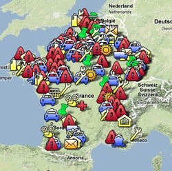 Carte des plans sociaux en France depuis 2008